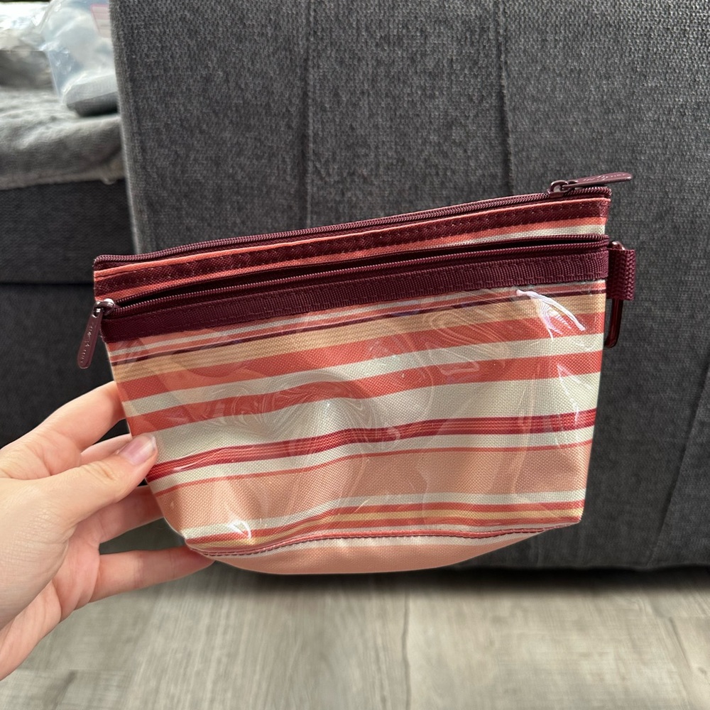 Striped Burgundy and Beige Women's Bag